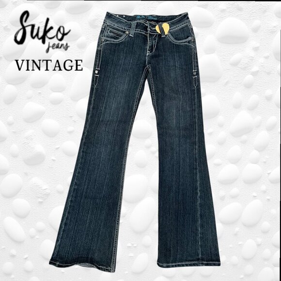 👖 Vintage SUKO Flared Jeans - Medium Wash - Size 5 👖 - Picture 1 of 12